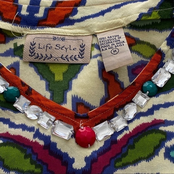 Life Style Long Sleeve V-neck tunic side slits M - Picture 7 of 9